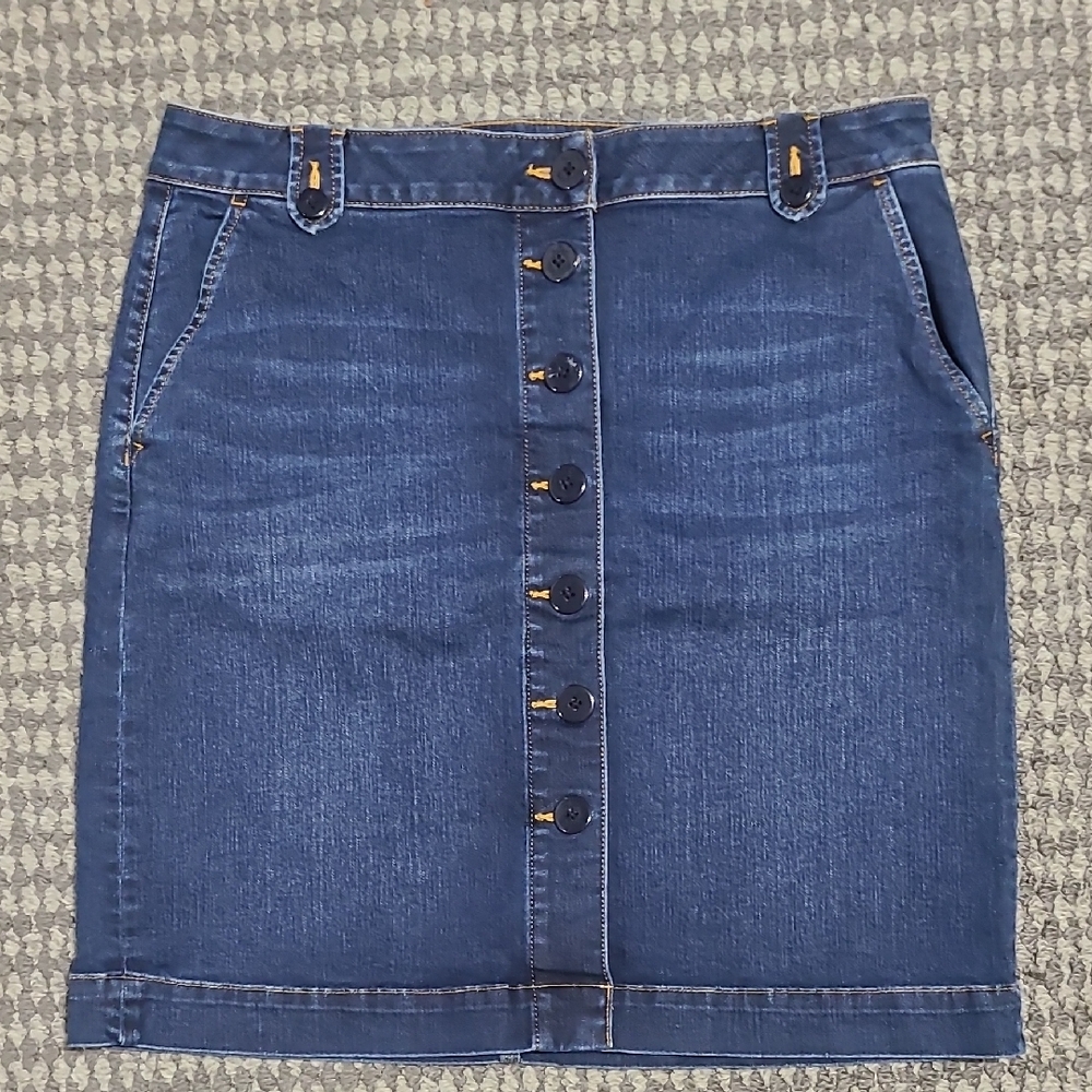 Talbots Dark Blue Button-Front‎ Pencil Skirt